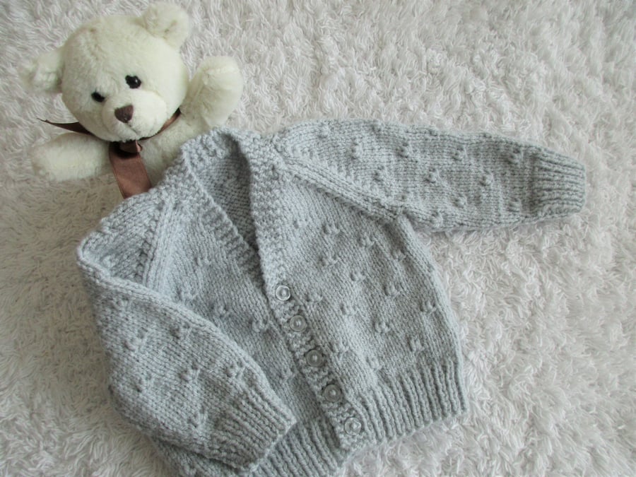 16" Baby Boys Grey Knots V Neck Cardigan