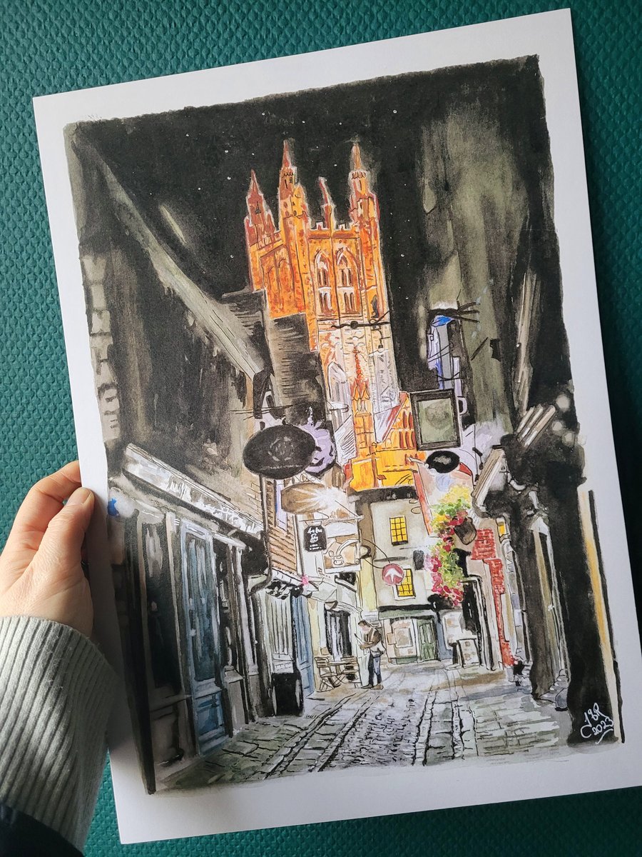 Stunning A3 Print "Butchery Lane & Canterbury Cathedral under a Starry Sky"