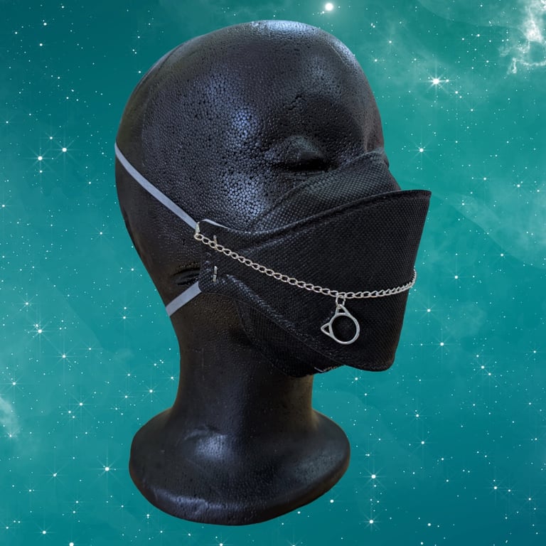 Silver mask chain with cat charm