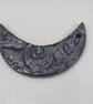 Metallic Pewter Brocade Ceramic Crescent Bib Pendant - Image 1