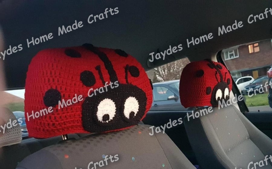 Crochet Ladybird Headrest Covers