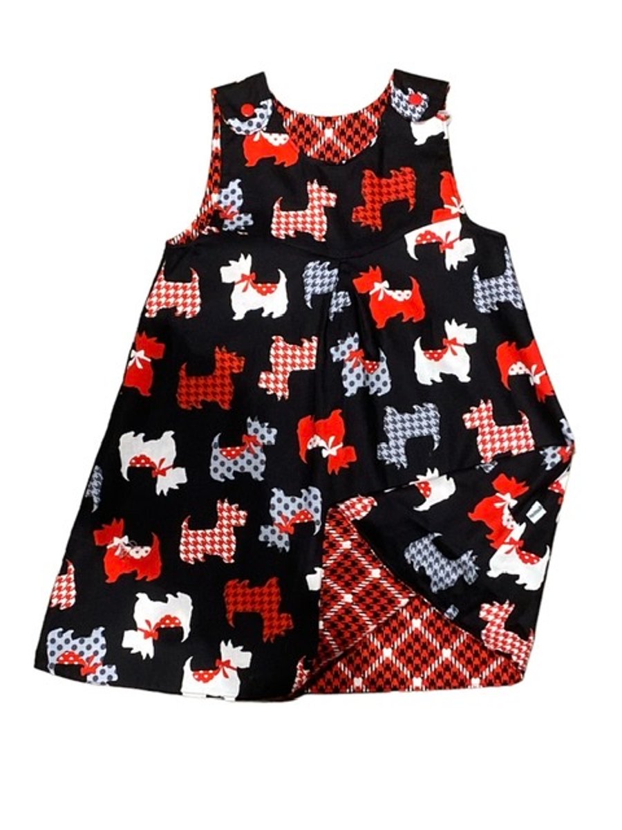 Scottie Dog  Reversible Pinafore Dress - 3 years