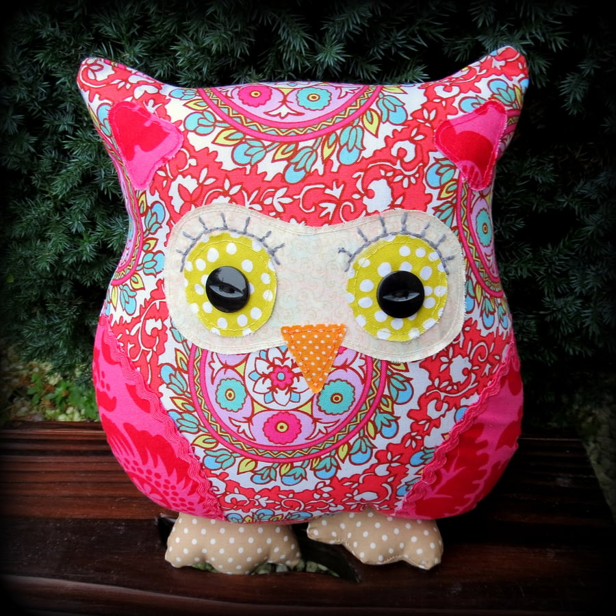 Moondance,  a 24cm tall owl cushion.  Playroom.  Nursery.