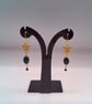 Earrings with Black Oval Glass Bead and a Gold Plated Butterfly, Gift for Her - Image 8