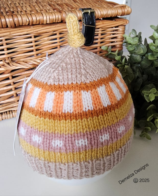 Designer Baby Knotted Fairisle Hat 3-9 months size 