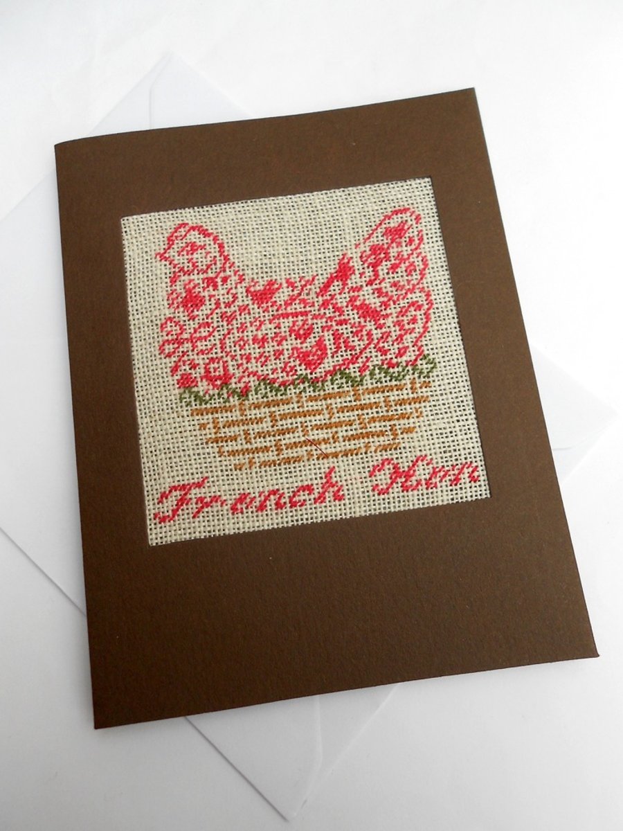 A French Hen Petit Point Card