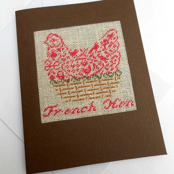 A French Hen Petit Point Card