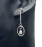 Oval Hoop Pearl Drop Earrings - Handmade, Sterling Silver - Image 2