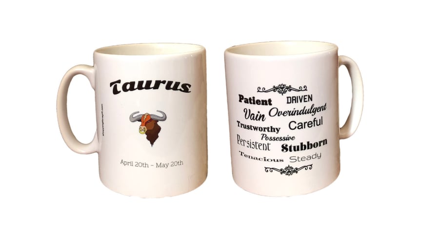 Taurus Star Sign Mug. Zodiac Mugs for Taurus's