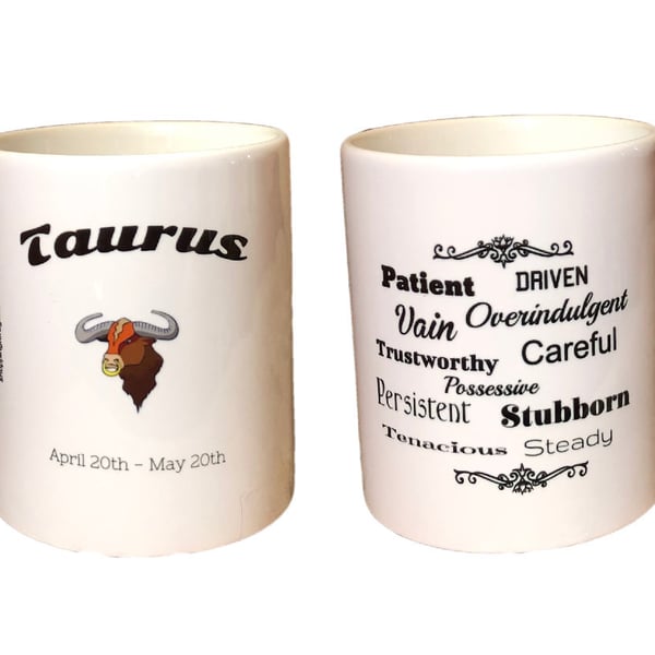 Taurus Star Sign Mug. Zodiac Mugs for Taurus's