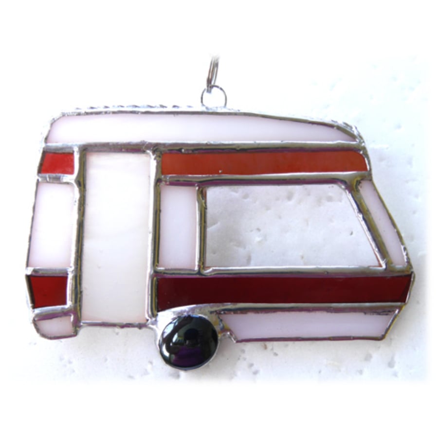 SOLD Caravan Suncatcher Stained Glass Classic Red 049