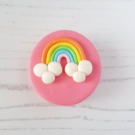 Rainbow magnetic needle minder, polymer clay, personalisation