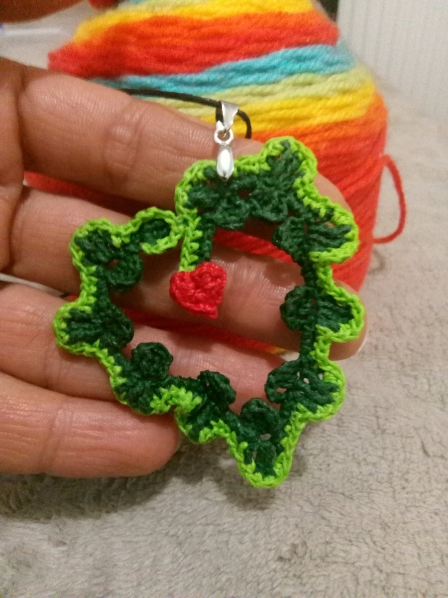 Crochet heart necklace