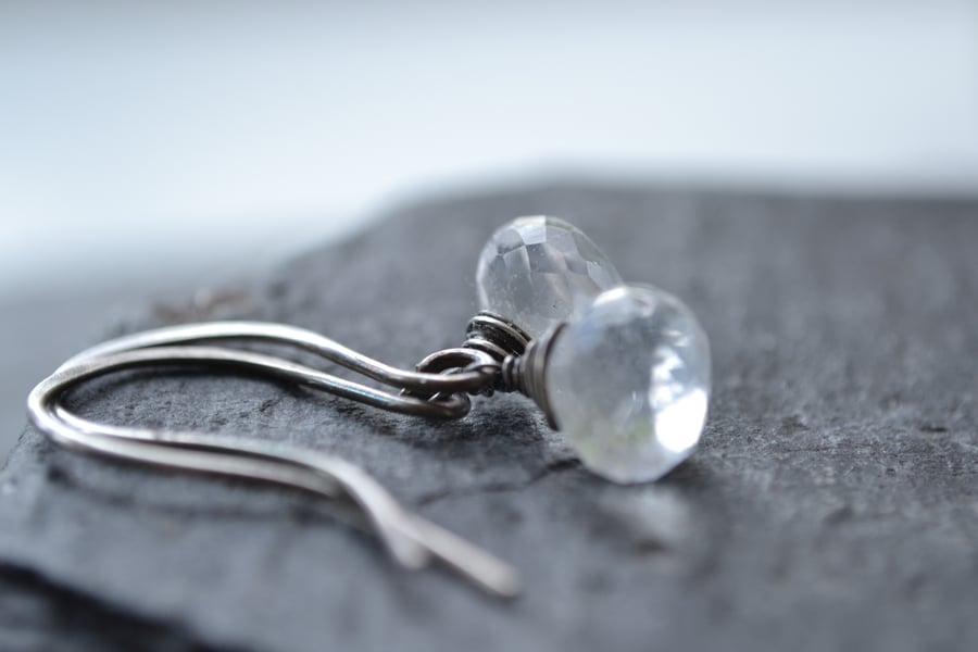 Crystal quartz and sterling silver handmade earrings