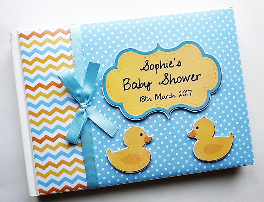 Rubber duck boy baby shower guest book, boy baby shower gift