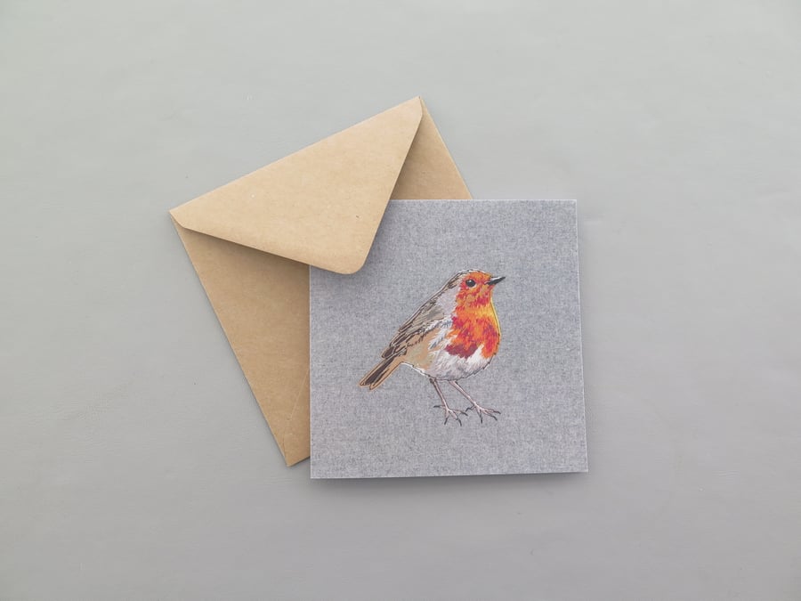 Robin card, bird cards, thinking of you card, garden bird
