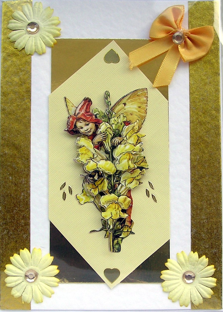 Fairy Hand Crafted 3D Decoupage Card - Blank for any Occasion (2553)
