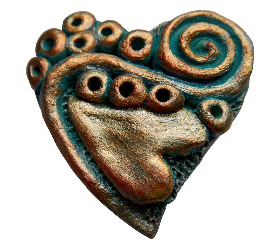 Handmade Chunky Ceramic Heart Brooch
