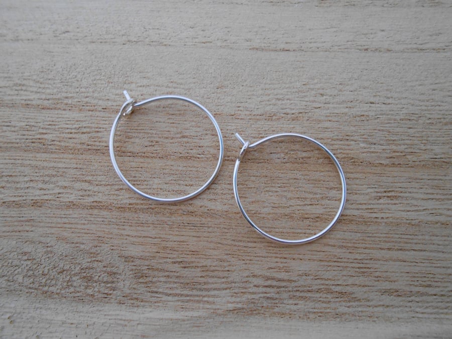 Recycled sterling silver handmade hoop earrings for women.