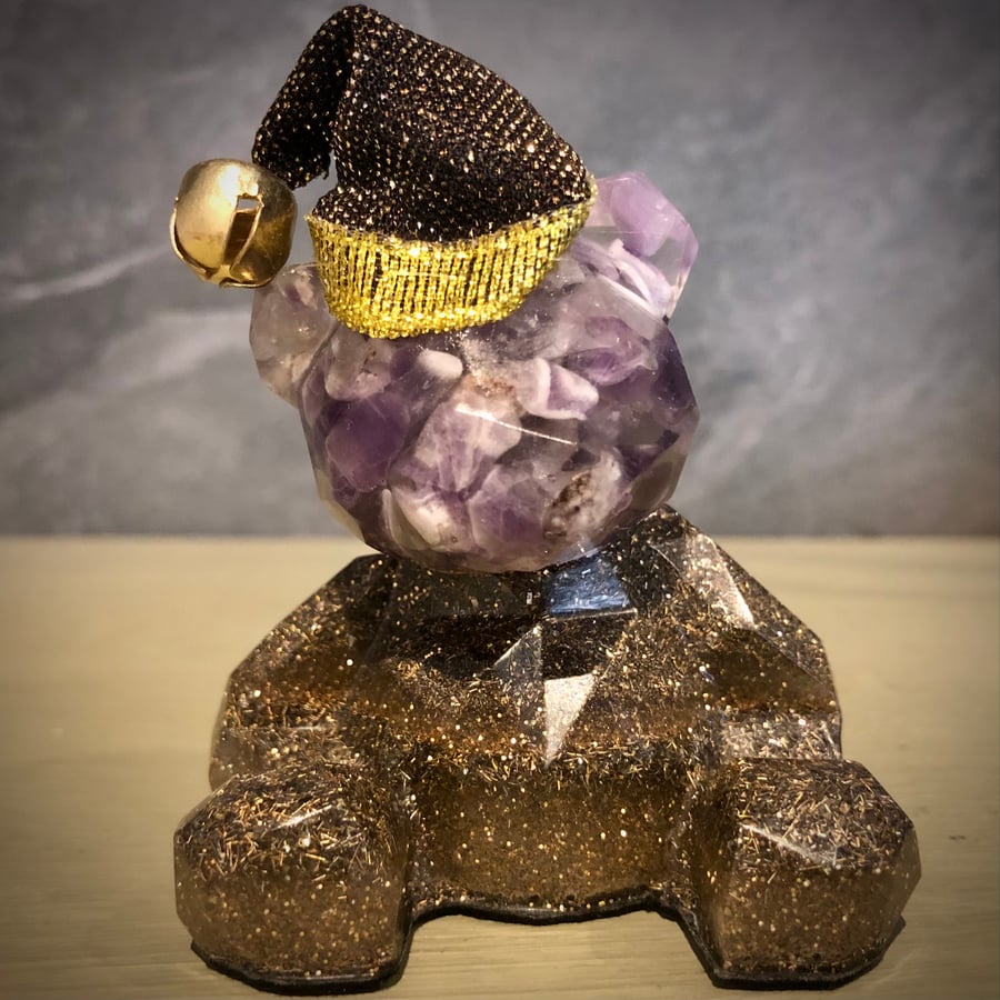 Crystal Energy Teddy Bear with Amethyst Quartz