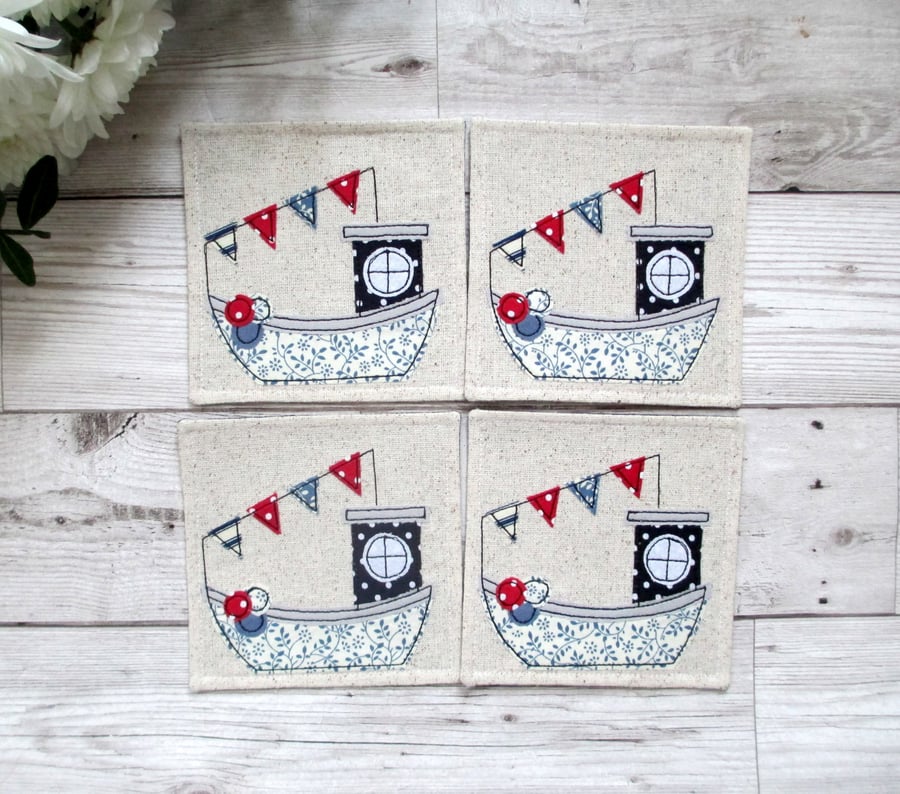 Nautical fishing boat coaster set