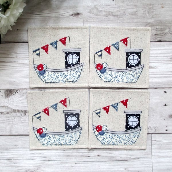 Nautical fishing boat coaster set