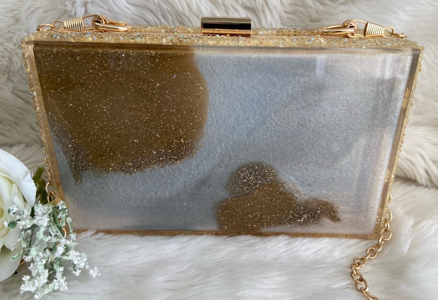 Gold resin clutch sparkly clutch bag - Folksy