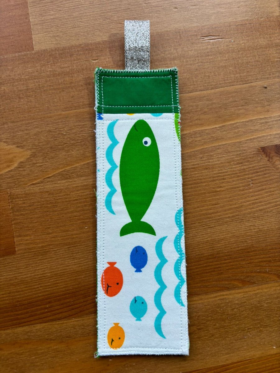 Fabric bookmark in fish prints