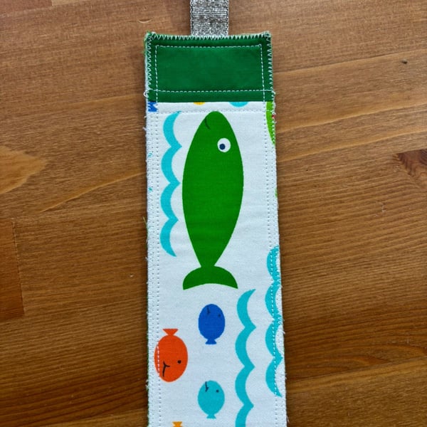 Fabric bookmark in fish prints