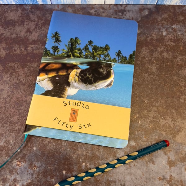 Notebook, Marine themed, A5 (ish), made from up-cycled and recycled materials.