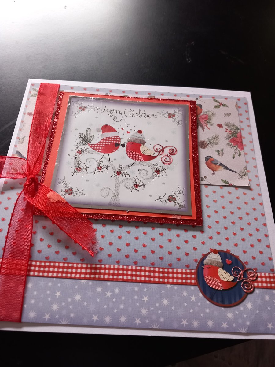 Personalised quirky red and silver Christmas card