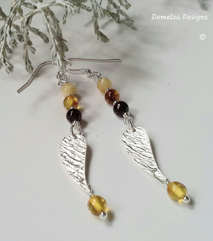 Natural Baltic Amber Sterling Silver Earrings