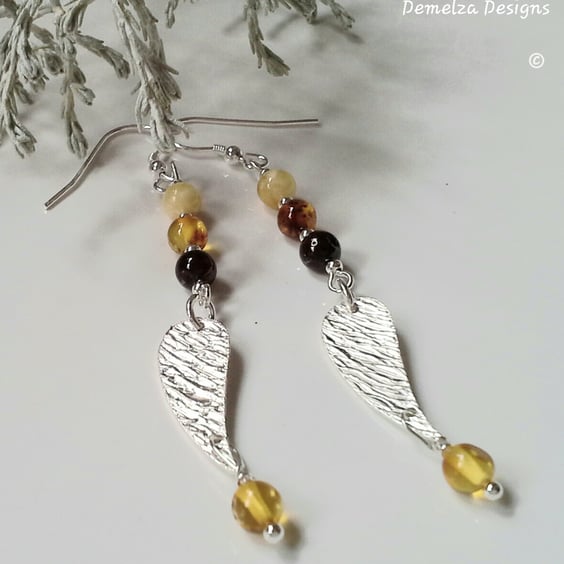 Natural Baltic Amber Sterling Silver Earrings
