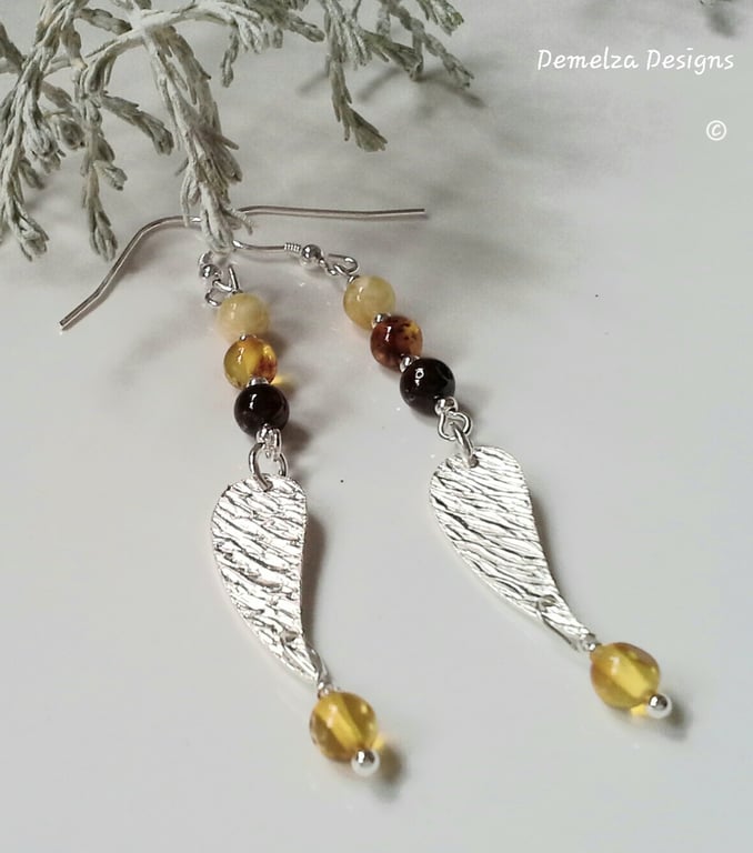 Natural Baltic Amber Sterling Silver Earrings