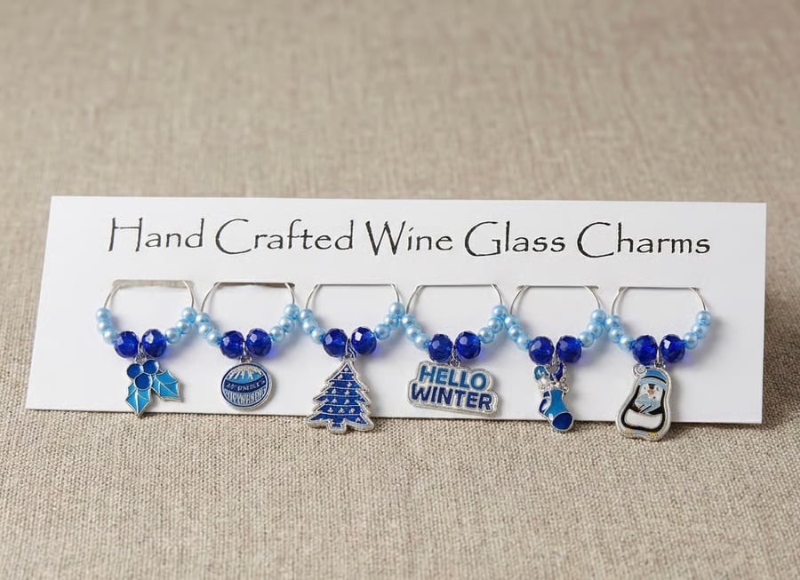 Wine Glass Charms, Christmas table Decor,