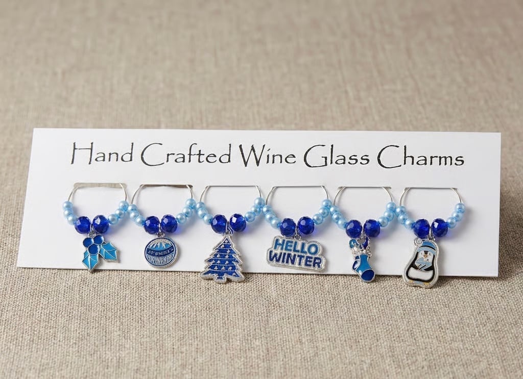 Wine Glass Charms, Christmas table Decor,