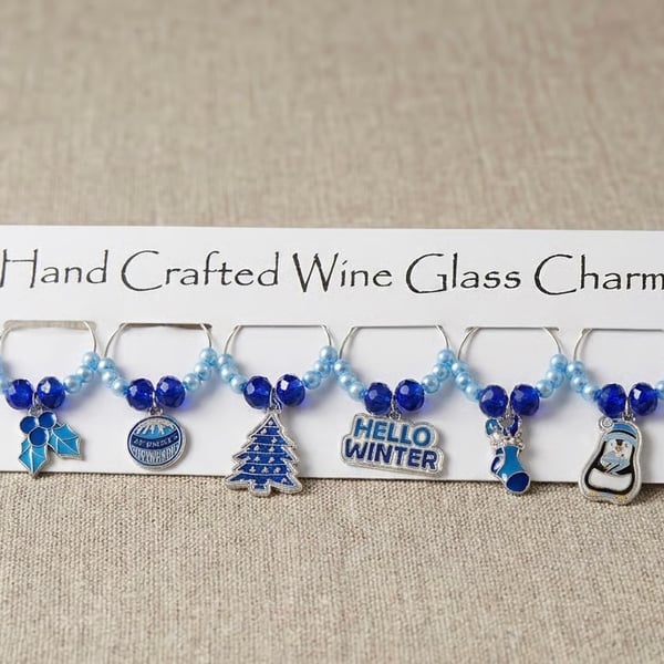 Wine Glass Charms, Christmas table Decor,