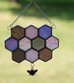 Stained Glass 10-Piece Pinks & Purples Honeycomb & Bumble Bee Suncatcher