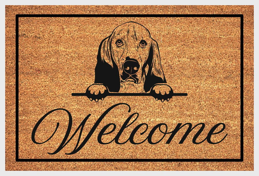 Basset Hound Door Mat - Personalised Basset Hound Welcome Mat - 3 Sizes