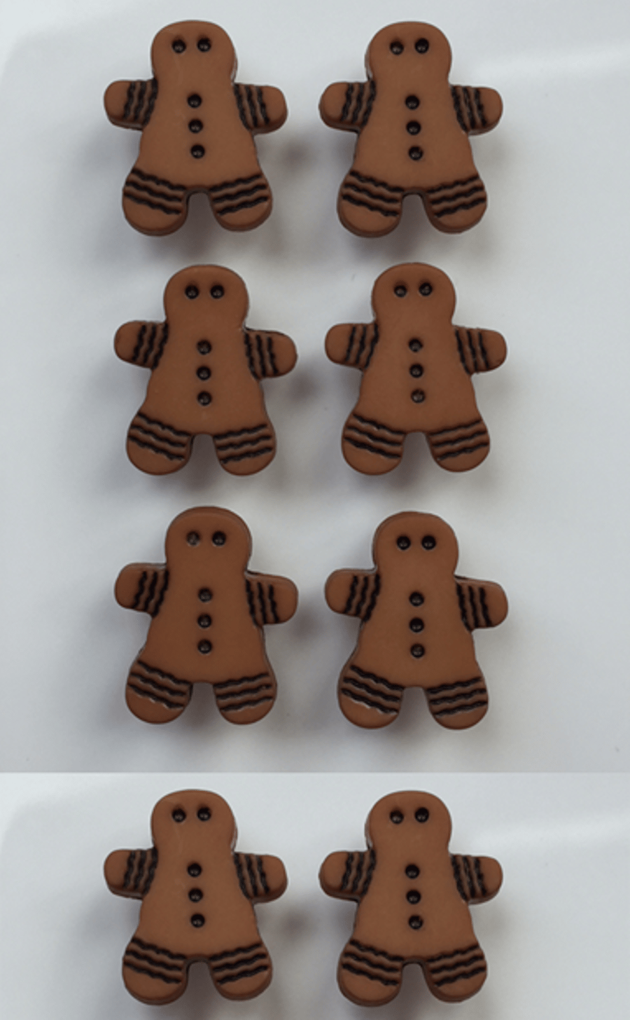8 Gingerbread Person Buttons, Christmas, Tan, 17mm (T), Noel! Santa