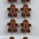 8 Gingerbread Person Buttons, Christmas, Tan, 17mm (T), Noel! Santa