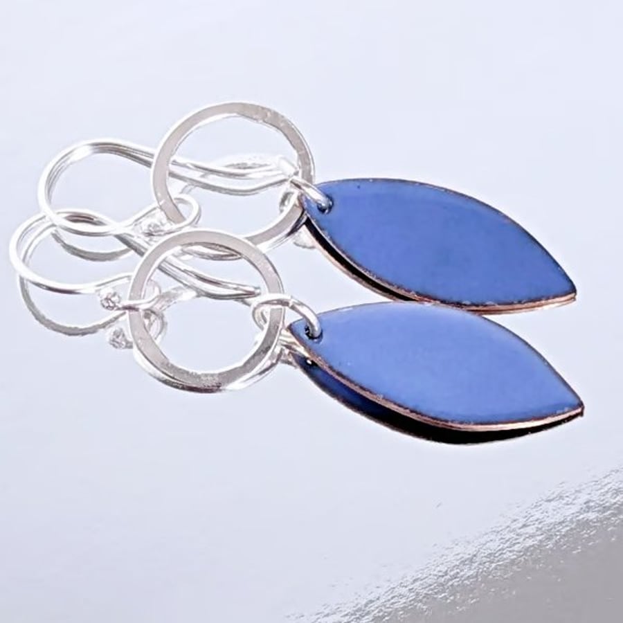 Vibrant blue dangle enamel earrings