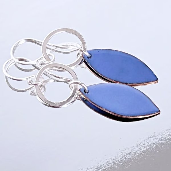 Vibrant blue dangle enamel earrings