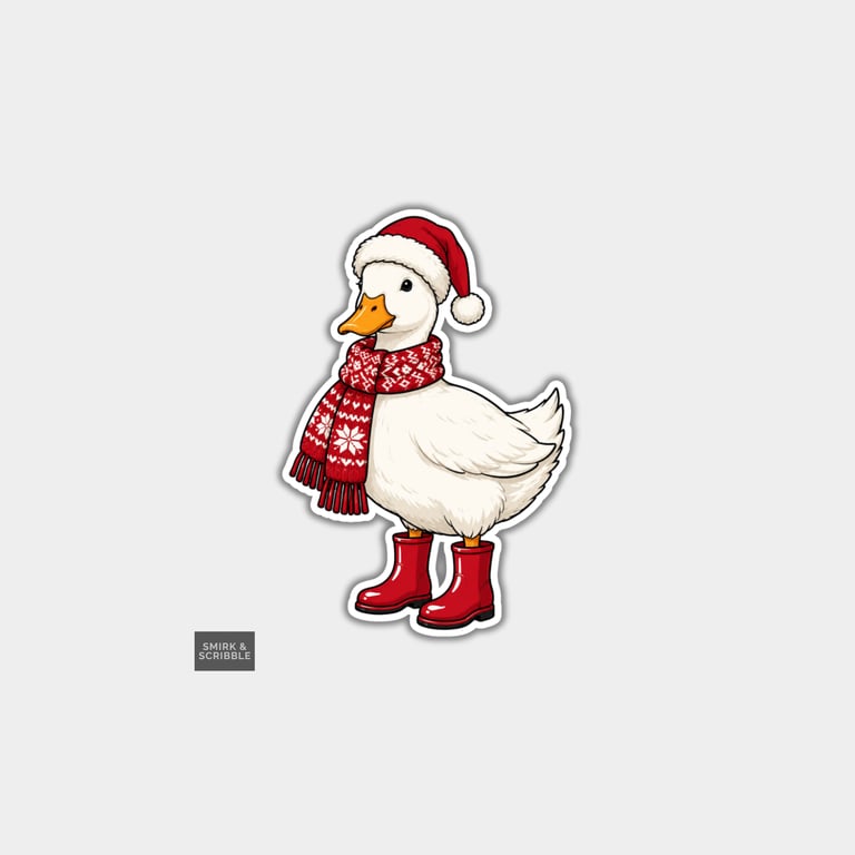 Funny Christmas Sticker Vinyl Xmas Decal For Adults - Goose In Wellies
