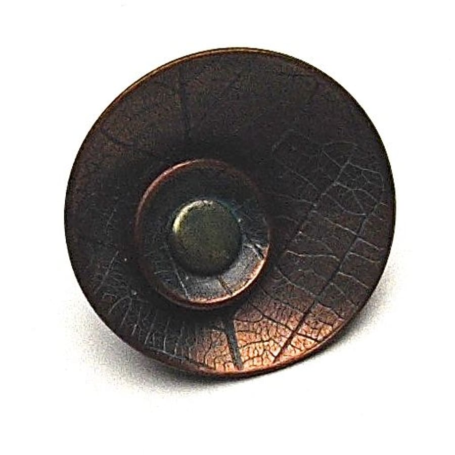 Small Hand Made Copper Leaf Design Brooch