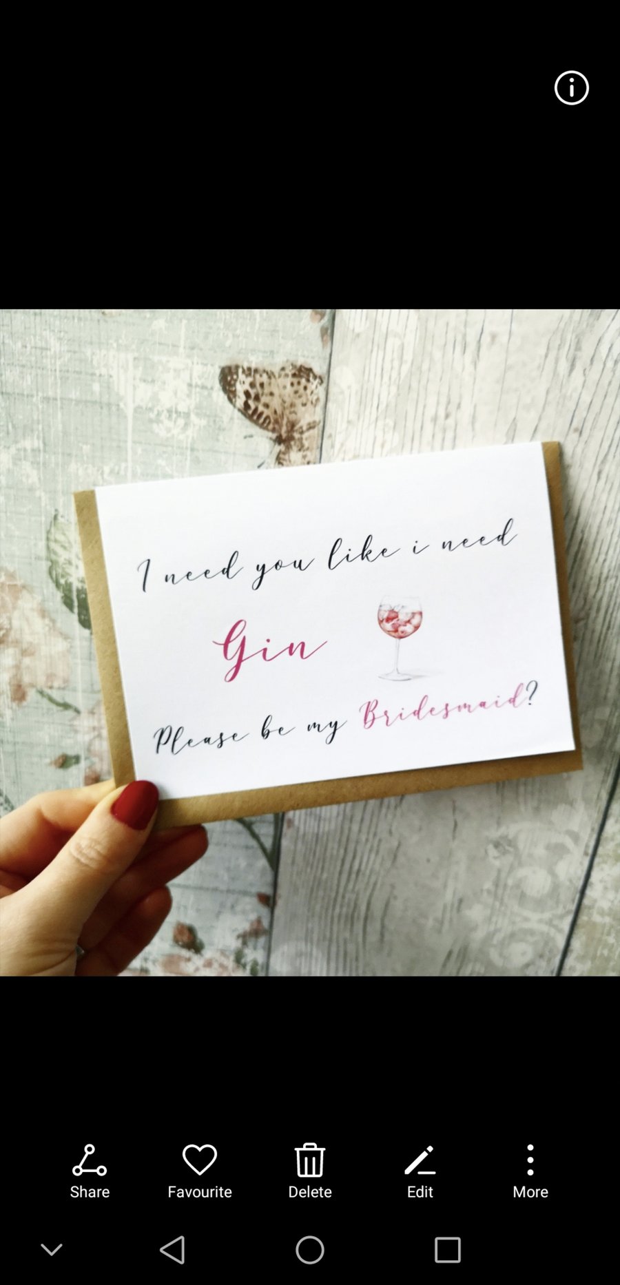 I Need Gin Wedding proposal card Will you be my Bridesmaid Maid Honour