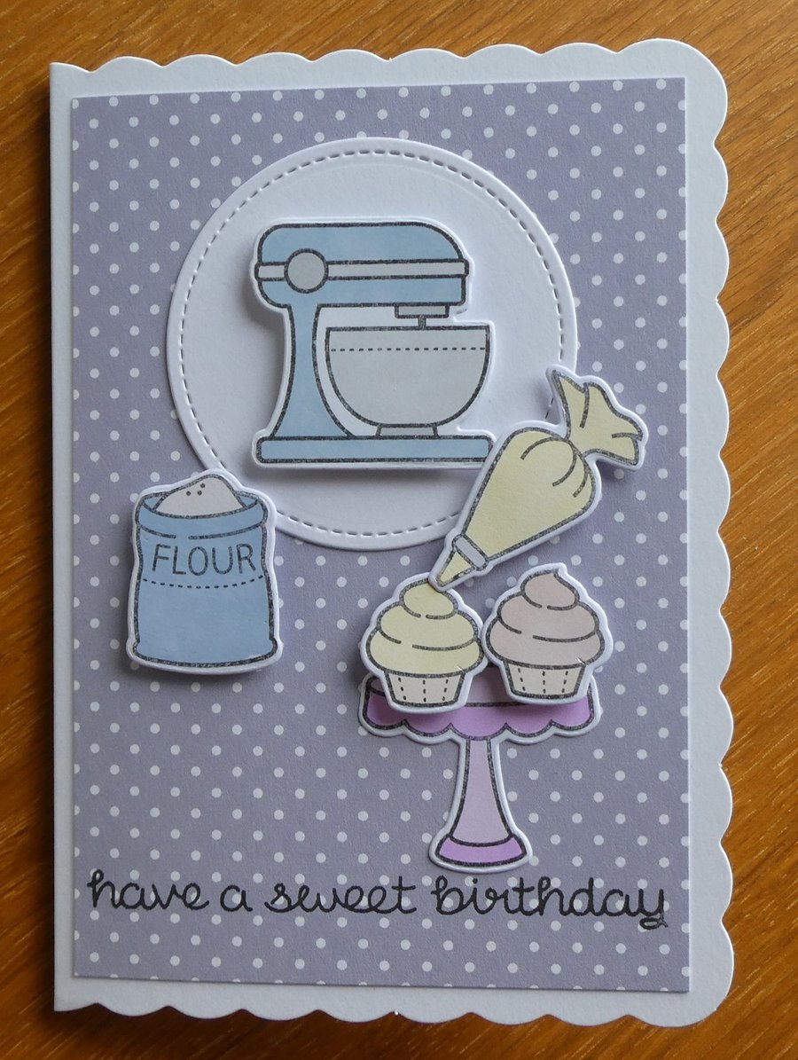 Have a Sweet Birthday Card - Blue Stand Mixer