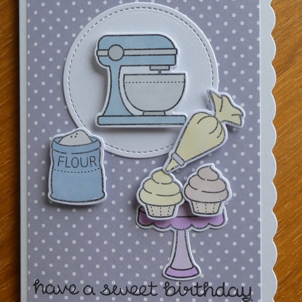 Have a Sweet Birthday Card - Blue Stand Mixer