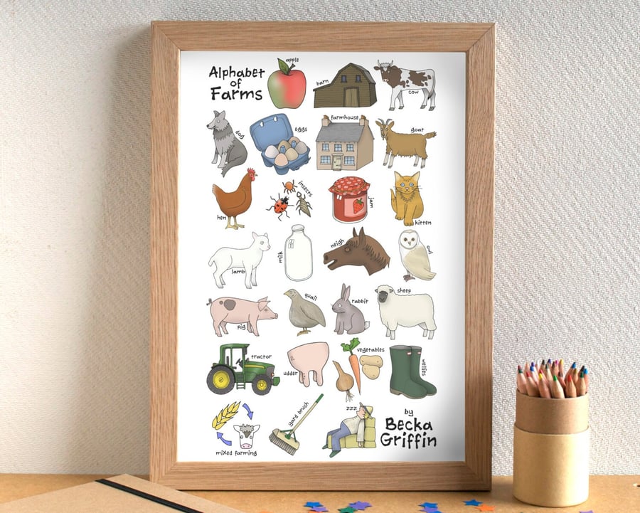 Farm Alphabet Wall Art Print