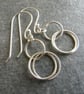 Silver circle earrings, Double twisted rings, Lightweight dangles